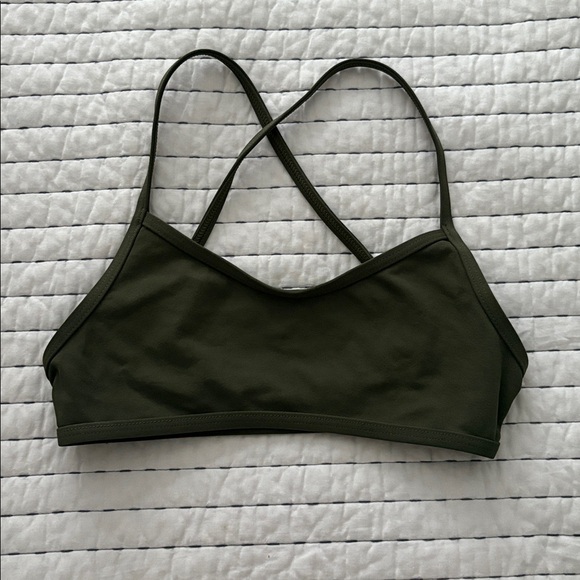 Olive Green Strappy swimsuit top. - Picture 1 of 3